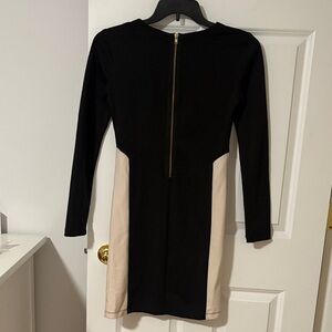 Elegant Black and Cream Long Sleeve Dress